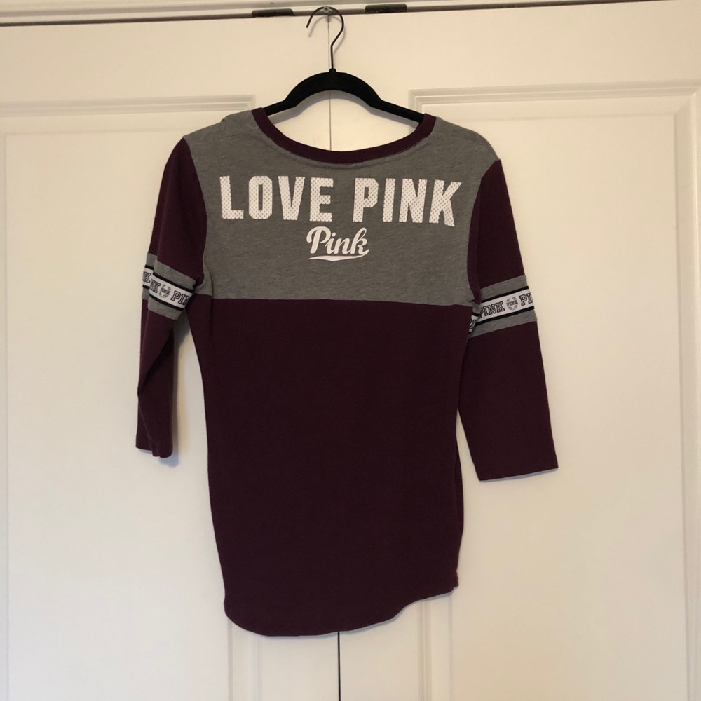 PINK Maroon 3/4 length sleeve tee - Picture 5 of 6